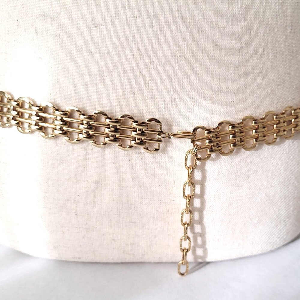 Vintage Gold Tone Chain Link Belt Hook Clasp 33" x 7/8" width